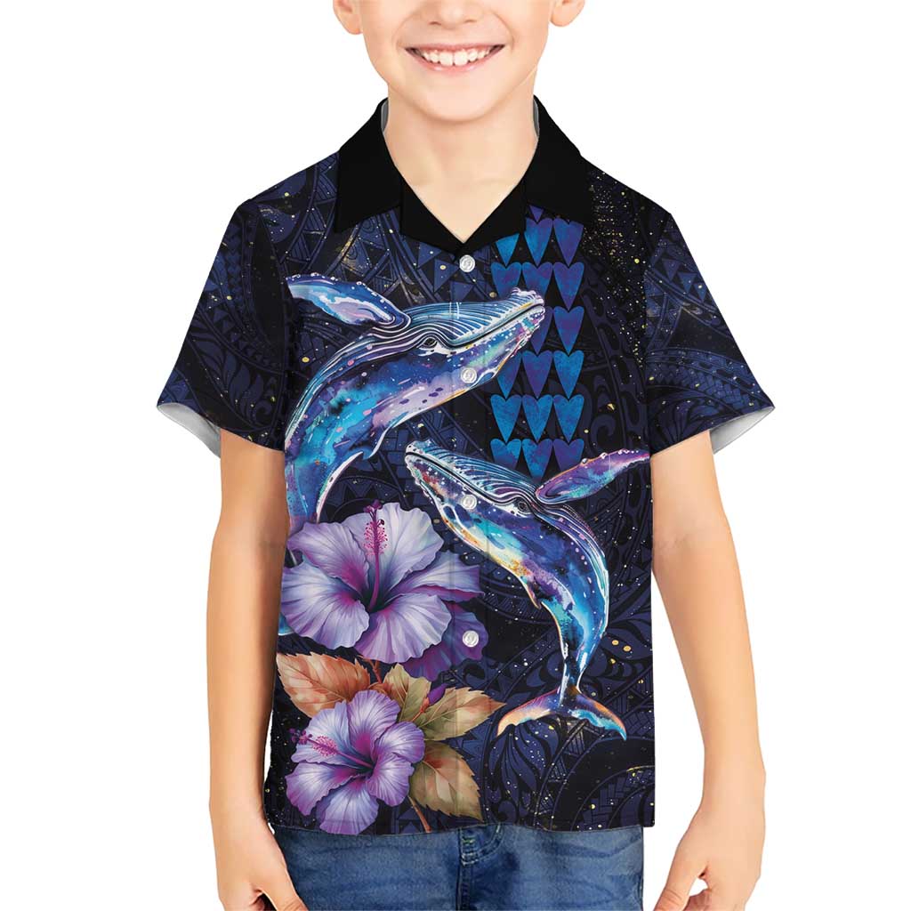 Hawaiian Whales Love Couple Hawaiian Shirt Hibiscus and Kakau Art Tattoo Night Sky Vibe LT03 - Polynesian Pride