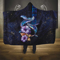 Hawaiian Whales Love Couple Hooded Blanket Hibiscus and Kakau Art Tattoo Night Sky Vibe LT03 - Polynesian Pride