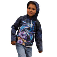 Hawaiian Whales Love Couple Kid Hoodie Hibiscus and Kakau Art Tattoo Night Sky Vibe LT03 - Polynesian Pride