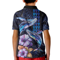 Hawaiian Whales Love Couple Kid Polo Shirt Hibiscus and Kakau Art Tattoo Night Sky Vibe LT03 - Polynesian Pride