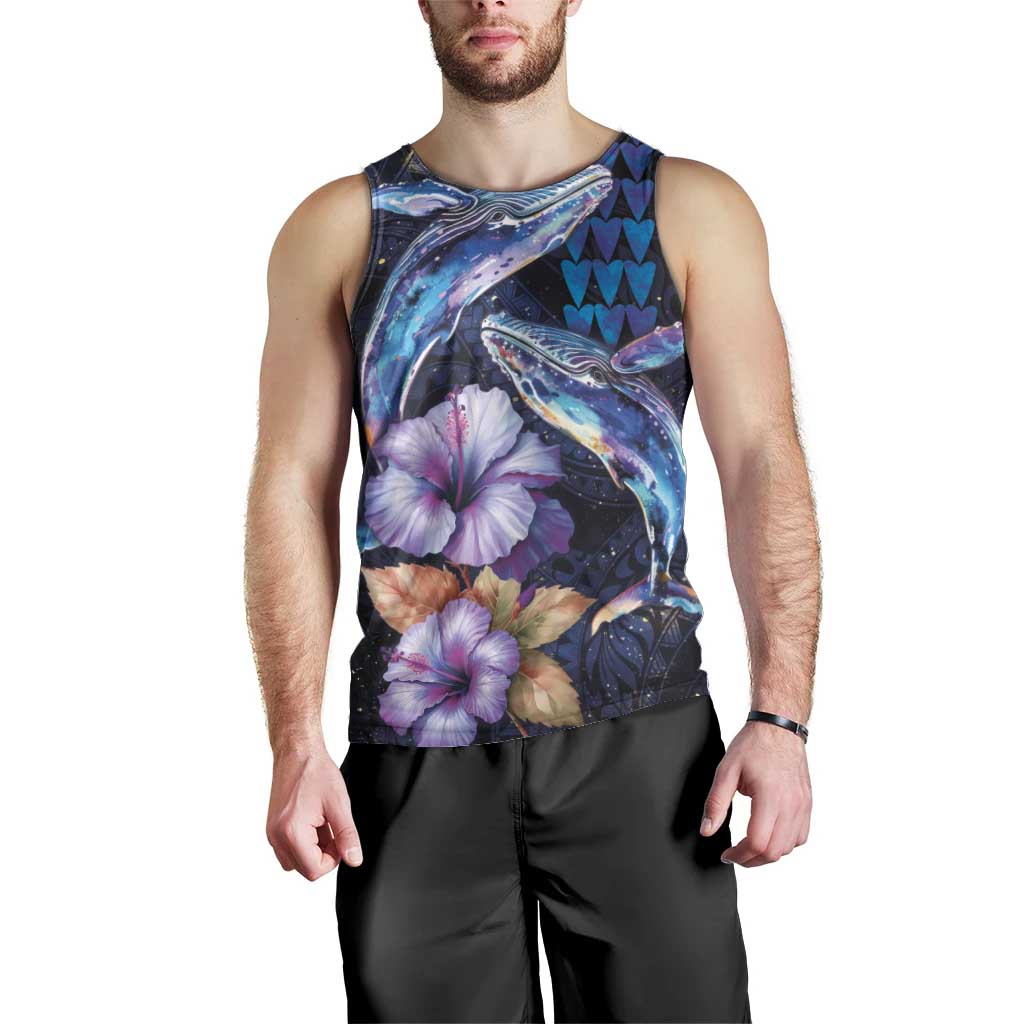 Hawaiian Whales Love Couple Men Tank Top Hibiscus and Kakau Art Tattoo Night Sky Vibe LT03 - Polynesian Pride