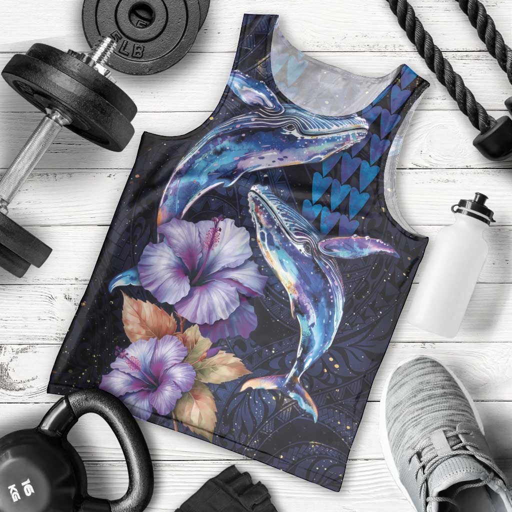 Hawaiian Whales Love Couple Men Tank Top Hibiscus and Kakau Art Tattoo Night Sky Vibe LT03 - Polynesian Pride