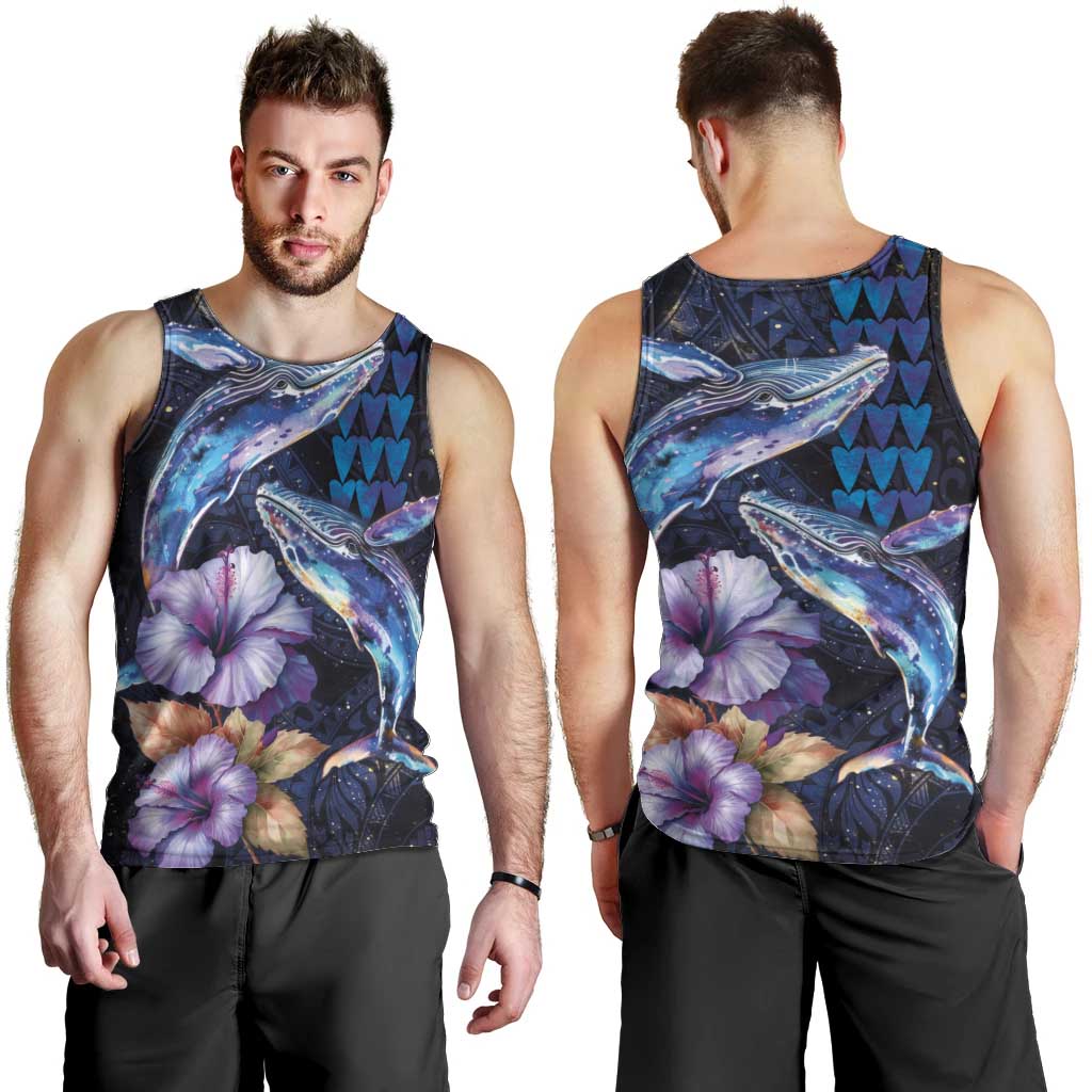 Hawaiian Whales Love Couple Men Tank Top Hibiscus and Kakau Art Tattoo Night Sky Vibe LT03 - Polynesian Pride