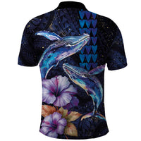 Hawaiian Whales Love Couple Polo Shirt Hibiscus and Kakau Art Tattoo Night Sky Vibe LT03 - Polynesian Pride