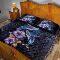 Hawaiian Whales Love Couple Quilt Bed Set Hibiscus and Kakau Art Tattoo Night Sky Vibe LT03 - Polynesian Pride
