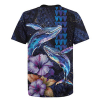 Hawaiian Whales Love Couple Rugby Jersey Hibiscus and Kakau Art Tattoo Night Sky Vibe LT03 - Polynesian Pride