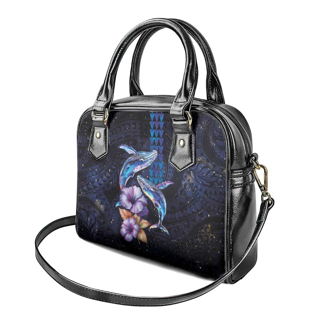 Hawaiian Whales Love Couple Shoulder Handbag Hibiscus and Kakau Art Tattoo Night Sky Vibe LT03 - Polynesian Pride