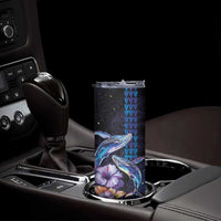 Hawaiian Whales Love Couple Skinny Tumbler Hibiscus and Kakau Art Tattoo Night Sky Vibe LT03 - Polynesian Pride