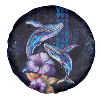 Hawaiian Whales Love Couple Spare Tire Cover Hibiscus and Kakau Art Tattoo Night Sky Vibe LT03 - Polynesian Pride