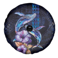 Hawaiian Whales Love Couple Spare Tire Cover Hibiscus and Kakau Art Tattoo Night Sky Vibe LT03 - Polynesian Pride