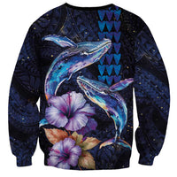 Hawaiian Whales Love Couple Sweatshirt Hibiscus and Kakau Art Tattoo Night Sky Vibe LT03 - Polynesian Pride