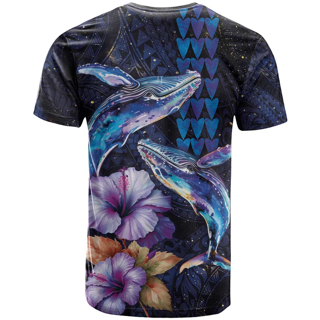 Hawaiian Whales Love Couple T Shirt Hibiscus and Kakau Art Tattoo Night Sky Vibe LT03 - Polynesian Pride