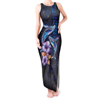 Hawaiian Whales Love Couple Tank Maxi Dress Hibiscus and Kakau Art Tattoo Night Sky Vibe LT03 Women Navy - Polynesian Pride