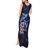 Hawaiian Whales Love Couple Tank Maxi Dress Hibiscus and Kakau Art Tattoo Night Sky Vibe LT03 - Polynesian Pride