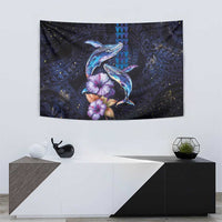 Hawaiian Whales Love Couple Tapestry Hibiscus and Kakau Art Tattoo Night Sky Vibe LT03 - Polynesian Pride
