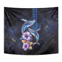 Hawaiian Whales Love Couple Tapestry Hibiscus and Kakau Art Tattoo Night Sky Vibe LT03 - Polynesian Pride