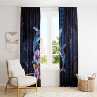 Hawaiian Whales Love Couple Window Curtain Hibiscus and Kakau Art Tattoo Night Sky Vibe LT03 - Polynesian Pride