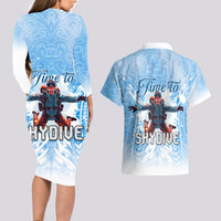 New Zealand Sky Diving Couples Matching Long Sleeve Bodycon Dress and Hawaiian Shirt Lets Get High LT05 - Polynesian Pride