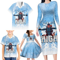 New Zealand Sky Diving Family Matching Long Sleeve Bodycon Dress and Hawaiian Shirt Lets Get High LT05 - Polynesian Pride