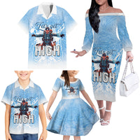 New Zealand Sky Diving Family Matching Off The Shoulder Long Sleeve Dress and Hawaiian Shirt Lets Get High LT05 - Polynesian Pride