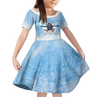 New Zealand Sky Diving Family Matching Off Shoulder Maxi Dress and Hawaiian Shirt Lets Get High LT05 Daughter's Dress Blue - Polynesian Pride