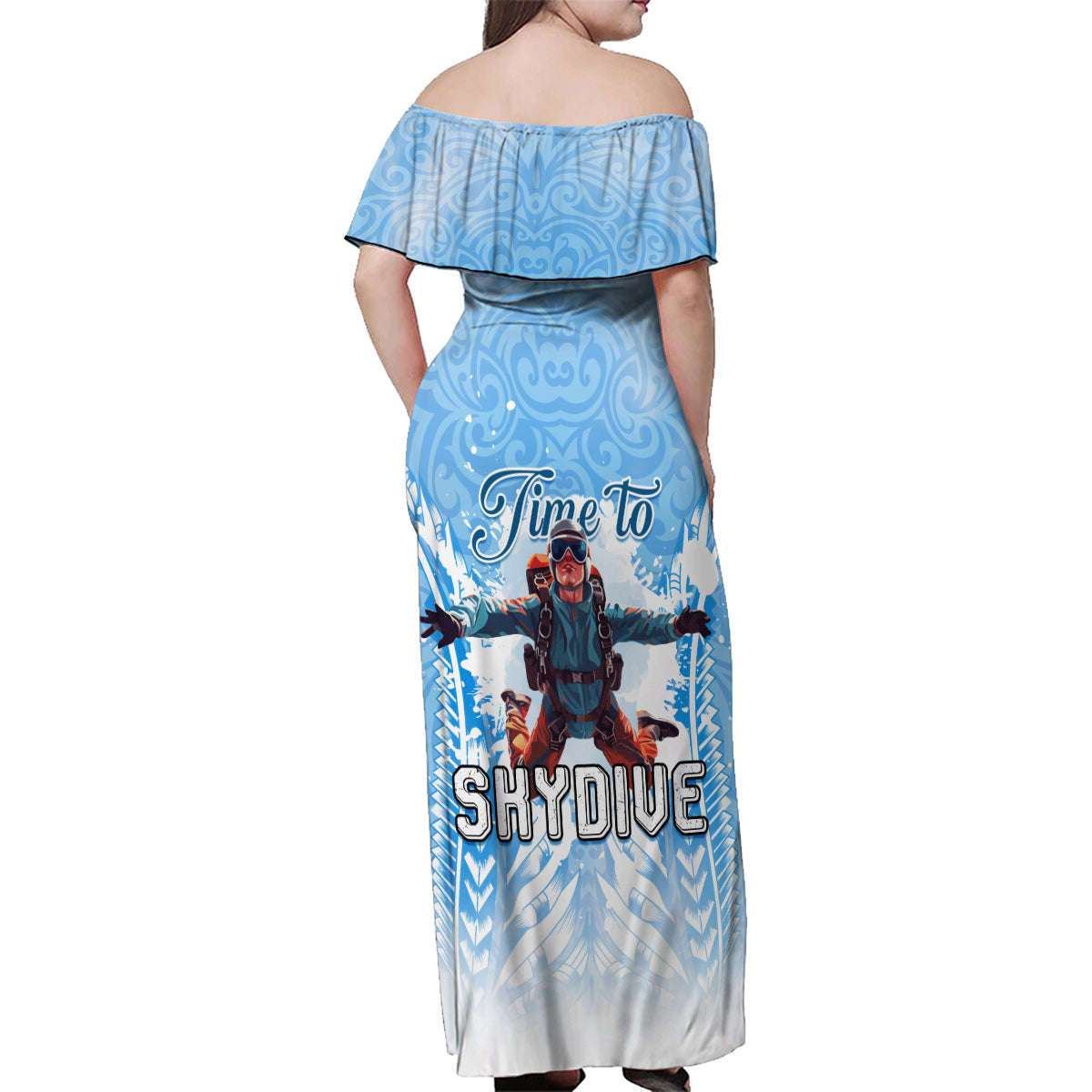 New Zealand Sky Diving Family Matching Off Shoulder Maxi Dress and Hawaiian Shirt Lets Get High LT05 - Polynesian Pride