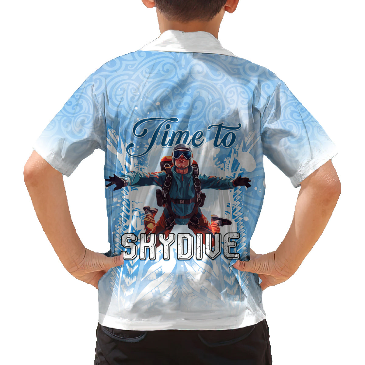 New Zealand Sky Diving Family Matching Off Shoulder Short Dress and Hawaiian Shirt Lets Get High LT05 - Polynesian Pride