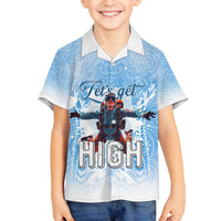 New Zealand Sky Diving Family Matching Puletasi and Hawaiian Shirt Lets Get High LT05 Son's Shirt Blue - Polynesian Pride
