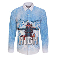 New Zealand Sky Diving Family Matching Tank Maxi Dress and Hawaiian Shirt Lets Get High LT05 Dad's Shirt - Long Sleeve Blue - Polynesian Pride