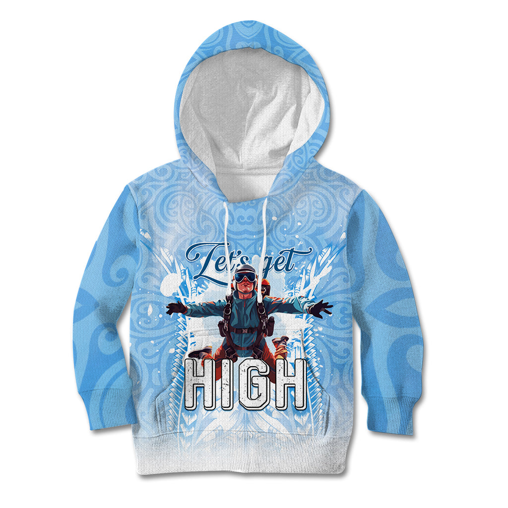 New Zealand Sky Diving Kid Hoodie Lets Get High LT05 Hoodie Blue - Polynesian Pride
