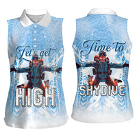 New Zealand Sky Diving Women Sleeveless Polo Shirt Lets Get High LT05