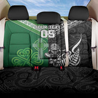 New Zealand And Ireland Rugby Custom Back Car Seat Cover Maori Tiki With Shamrock LT05 One Size Black - Polynesian Pride