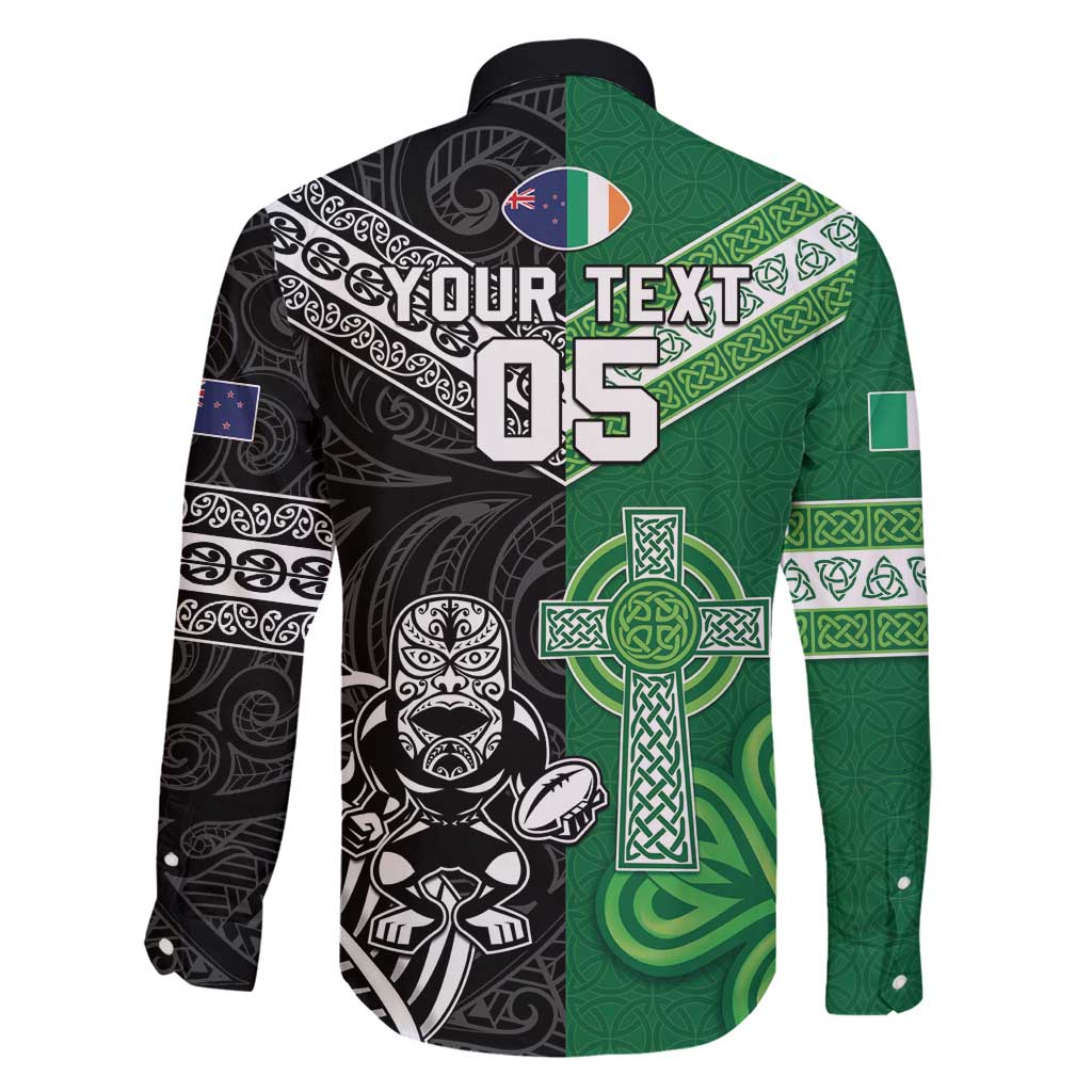New Zealand And Ireland Rugby Custom Family Matching Mermaid Dress and Hawaiian Shirt Maori Tiki With Shamrock LT05 - Polynesian Pride