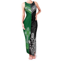 New Zealand And Ireland Rugby Custom Family Matching Tank Maxi Dress and Hawaiian Shirt Maori Tiki With Shamrock