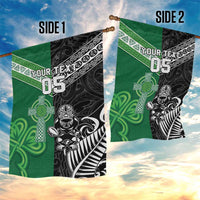 New Zealand And Ireland Rugby Custom Garden Flag Maori Tiki With Shamrock