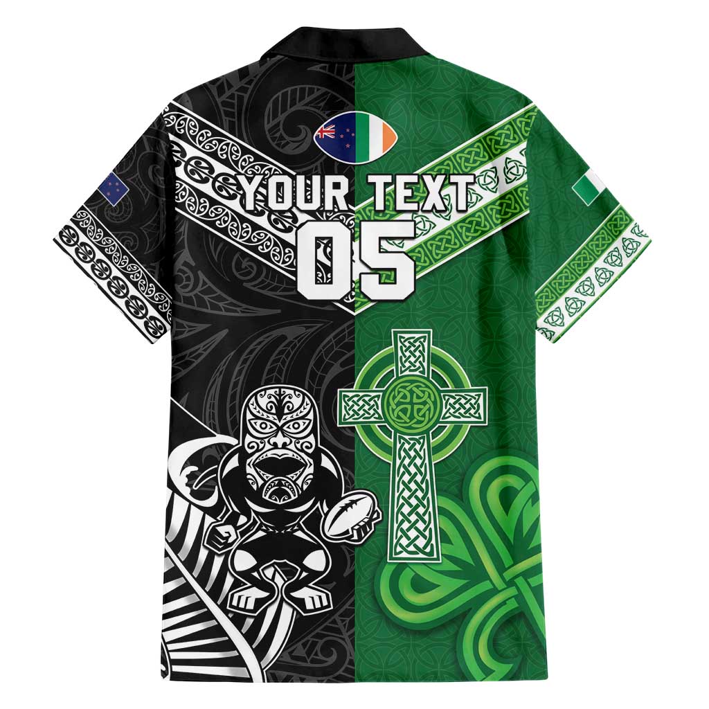 New Zealand And Ireland Rugby Custom Hawaiian Shirt Maori Tiki With Shamrock LT05 - Polynesian Pride