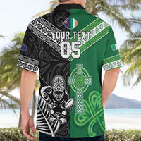 New Zealand And Ireland Rugby Custom Hawaiian Shirt Maori Tiki With Shamrock LT05 - Polynesian Pride