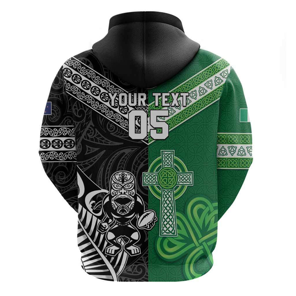 New Zealand And Ireland Rugby Custom Hoodie Maori Tiki With Shamrock LT05 - Polynesian Pride