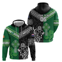 New Zealand And Ireland Rugby Custom Hoodie Maori Tiki With Shamrock LT05 - Polynesian Pride