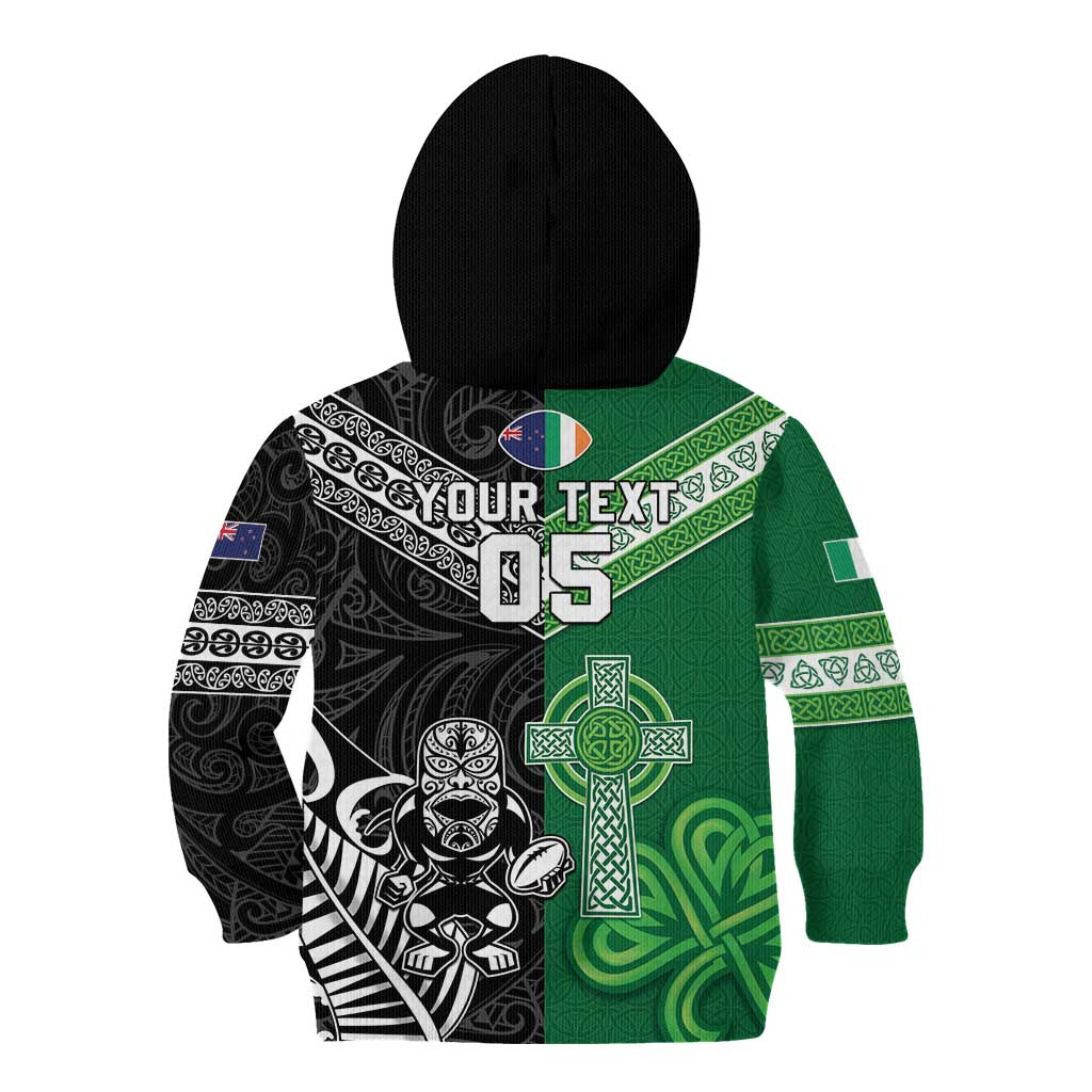 New Zealand And Ireland Rugby Custom Kid Hoodie Maori Tiki With Shamrock LT05 - Polynesian Pride