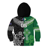 New Zealand And Ireland Rugby Custom Kid Hoodie Maori Tiki With Shamrock LT05 - Polynesian Pride