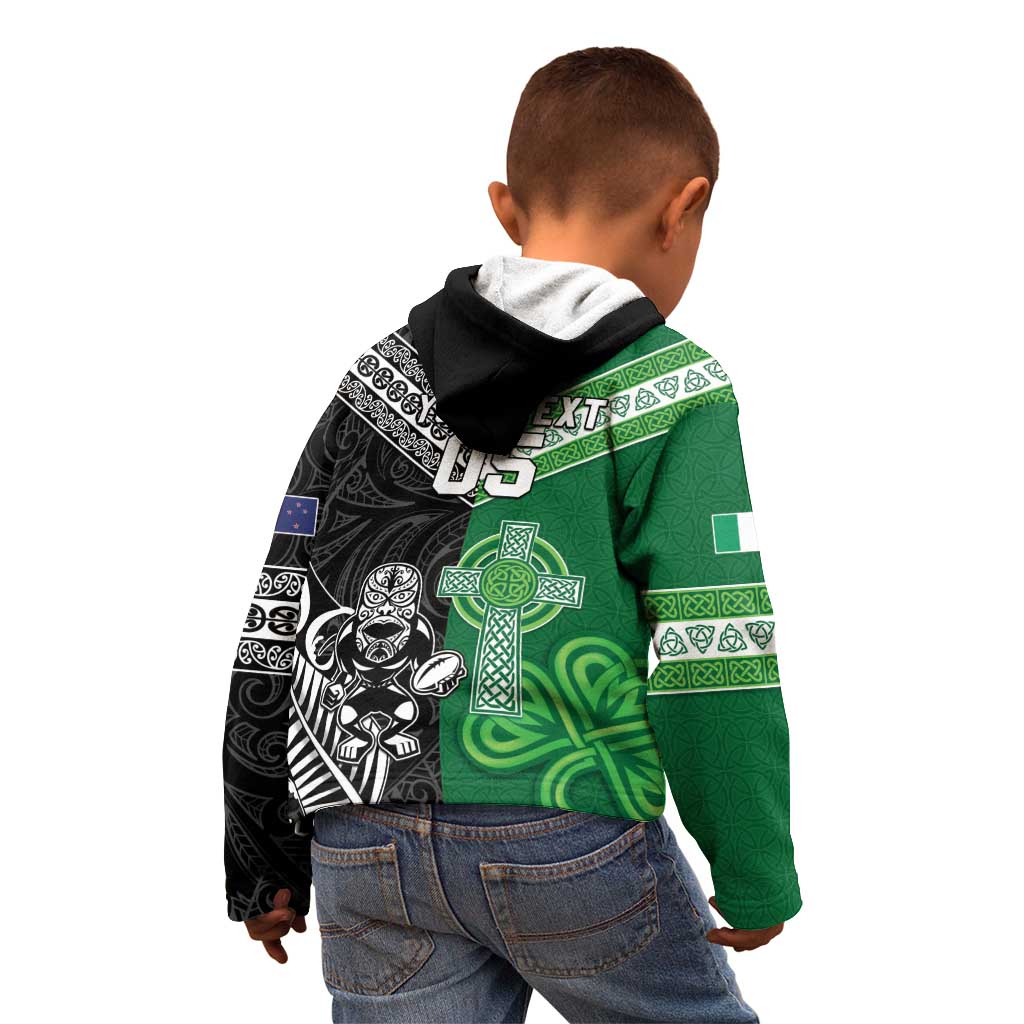 New Zealand And Ireland Rugby Custom Kid Hoodie Maori Tiki With Shamrock LT05 - Polynesian Pride