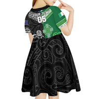New Zealand And Ireland Rugby Custom Kid Short Sleeve Dress Maori Tiki With Shamrock LT05 - Polynesian Pride