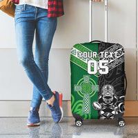 New Zealand And Ireland Rugby Custom Luggage Cover Maori Tiki With Shamrock LT05 - Polynesian Pride