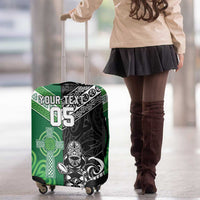 New Zealand And Ireland Rugby Custom Luggage Cover Maori Tiki With Shamrock LT05 - Polynesian Pride