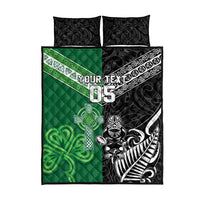 New Zealand And Ireland Rugby Custom Quilt Bed Set Maori Tiki With Shamrock LT05 - Polynesian Pride
