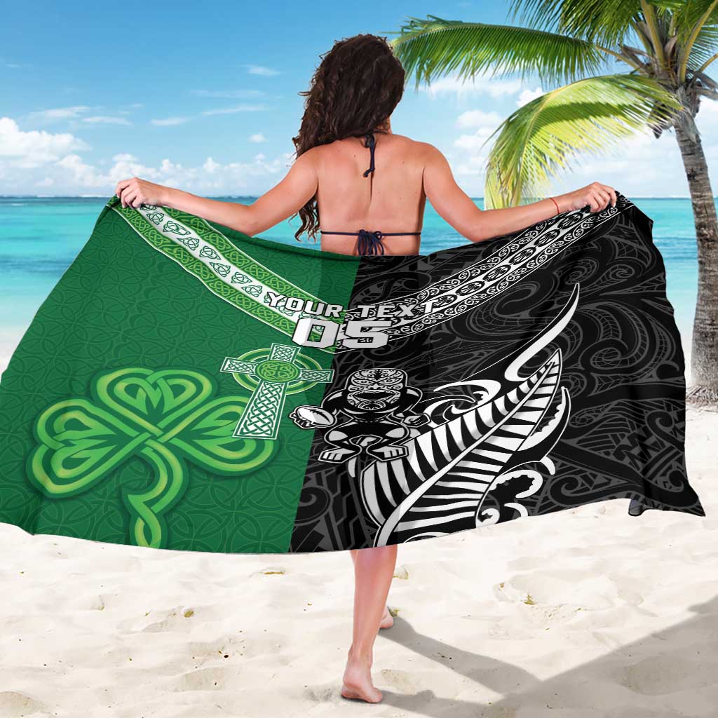 New Zealand And Ireland Rugby Custom Sarong Maori Tiki With Shamrock LT05 - Polynesian Pride
