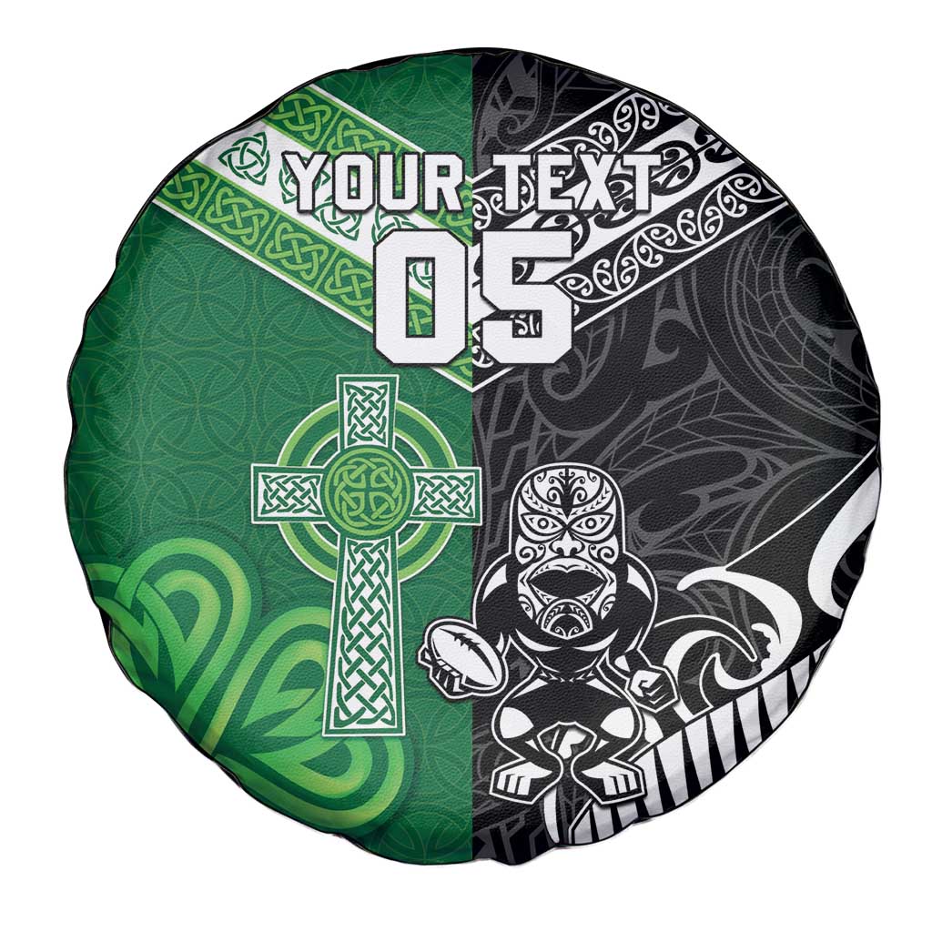New Zealand And Ireland Rugby Custom Spare Tire Cover Maori Tiki With Shamrock