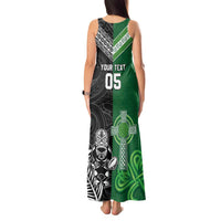 New Zealand And Ireland Rugby Custom Tank Maxi Dress Maori Tiki With Shamrock LT05 - Polynesian Pride