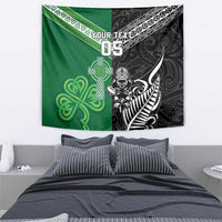 New Zealand And Ireland Rugby Custom Tapestry Maori Tiki With Shamrock